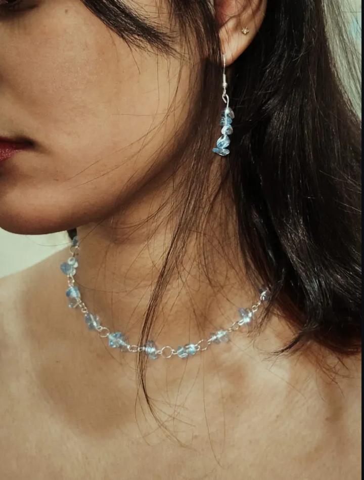 Blue stone Necklace and Earrings