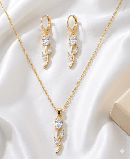 Thulip neck chain and earring set