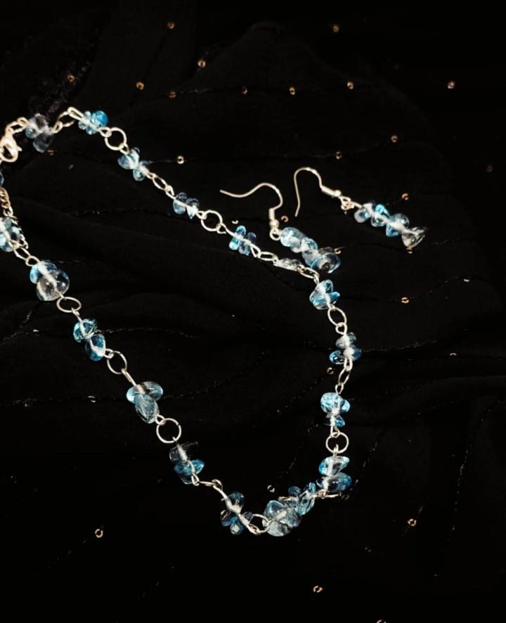 Blue stone Necklace and Earrings