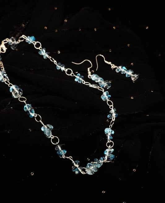Blue stone Necklace and Earrings